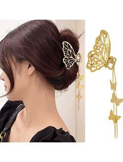 Kasuwa Tassel Gold Butterfly Hair Clips Metal Butterfly Hair Claw Hair Accessories for Women Girls Big Nonslip Gold Hair Clamps Fashion Hair Supplies 1PCS Butterfly Hair 