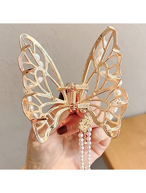 Kasuwa Tassel Gold Butterfly Hair Clips Metal Butterfly Hair Claw Hair Accessories for Women Girls Big Nonslip Gold Hair Clamps Fashion Hair Supplies 1PCS Butterfly Hair 