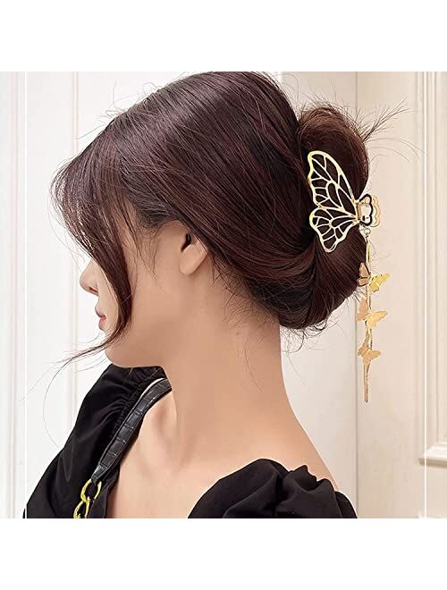 Kasuwa Tassel Gold Butterfly Hair Clips Metal Butterfly Hair Claw Hair Accessories for Women Girls Big Nonslip Gold Hair Clamps Fashion Hair Supplies 1PCS Butterfly Hair 
