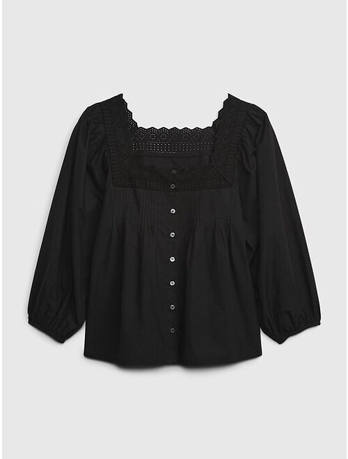 Gap Puff Sleeve Button-Front Top