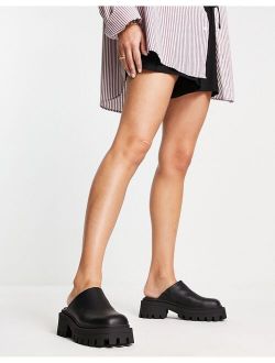 Marvin chunky flat mules in black
