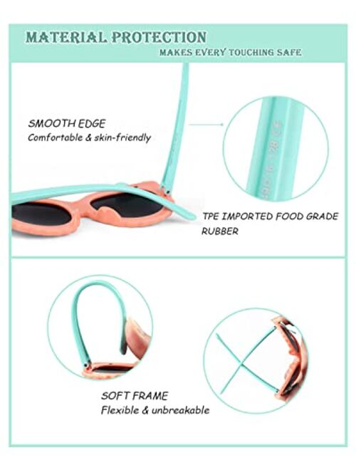 CGID Soft Rubber Kids Cute Heart Polarized Sunglasses UV400 for Children Age 3-10, K78
