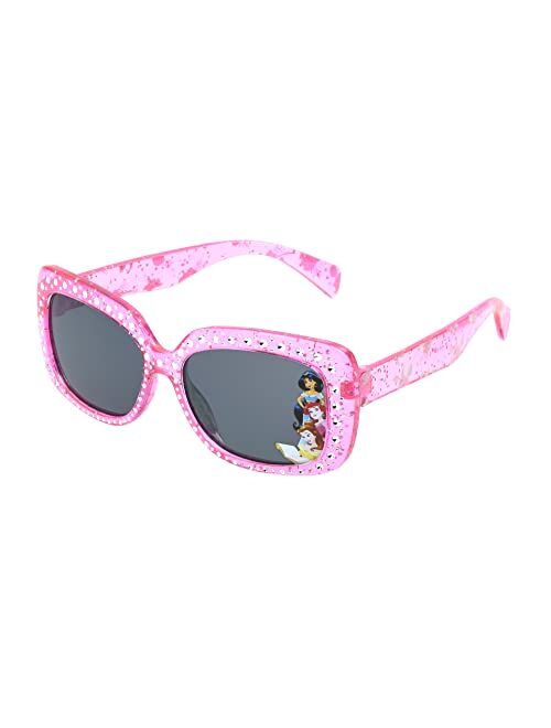 Disney Girls Princess Sparkle Kids Rectangular Sunglasses, Crystal Pink/Glitter Injection, 49