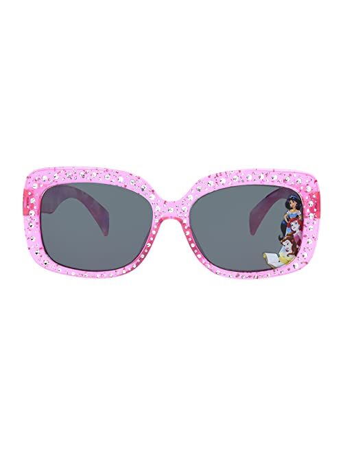Disney Girls Princess Sparkle Kids Rectangular Sunglasses, Crystal Pink/Glitter Injection, 49