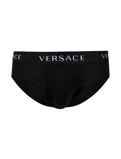 Versace three-pack logo-waistband briefs