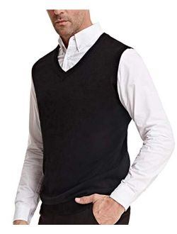 PAUL JONES Mens V-Neck Knitting Vest Classic Sleeveless Pullover Sweater Vest