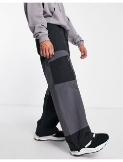 extreme baggy cut and sew cargo pants in black