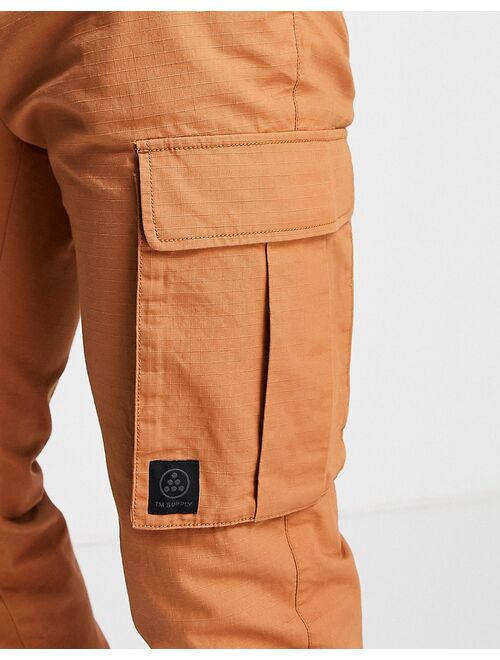 Topman skinny ripstop cargo pants in orange