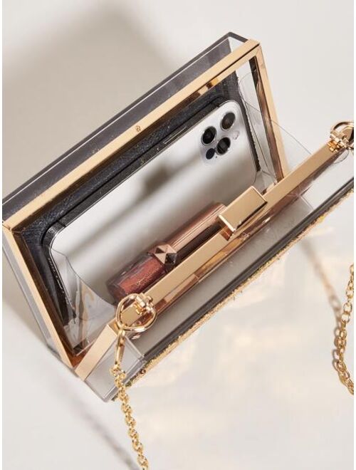 Shein Mini Sequin Decor Chain Box Bag