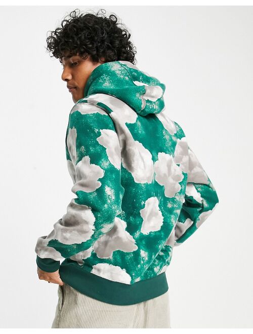 Nike Floral all over burnout print hoodie in green