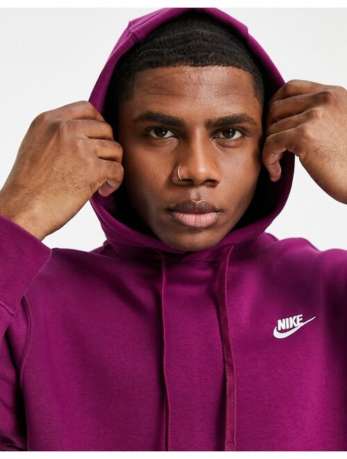 Nike Club Fleece hoodie in sangria purple