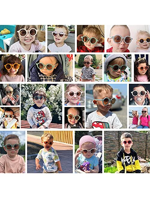 Wudnum Cute Kids Round Sunglasses for Kid UV400 Protection Fashion Girls Sunglass Boys Toddler Glasses