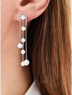 Yoko London 18kt white gold Freshwater pearl diamond drop earrings