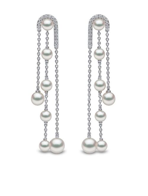 Yoko London 18kt white gold Freshwater pearl diamond drop earrings