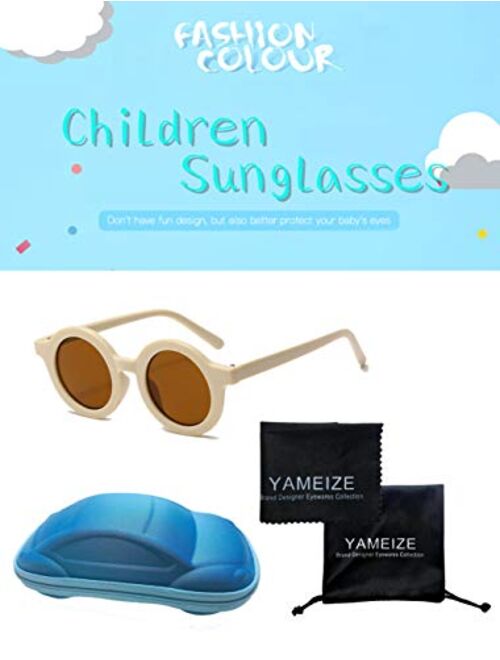 Yameize Kids Sunglasses UV400 Protection Cute Round Glasses for Toddler Boys Girls Age 2-7