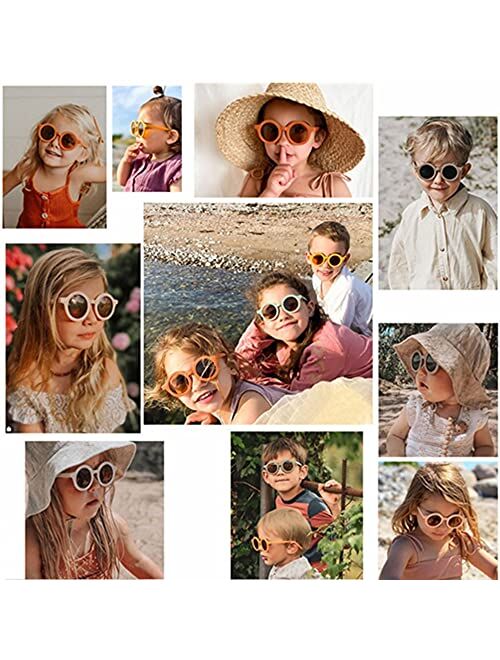 Laurinny Kids Sunglasses for Boys Girls Cute Round Baby Sunglasses UV400 Protection