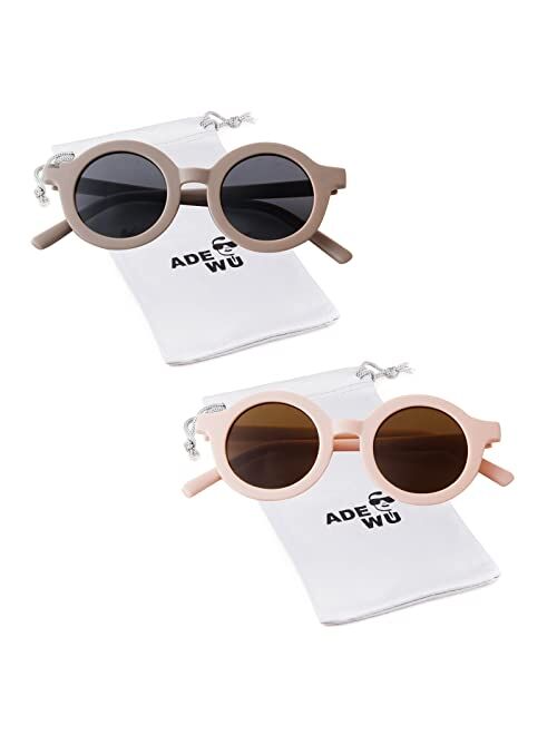 ADEWU Kids Sunglasses Baby Girls Boys UV400 Protection Round Glasses De Sol Gafas Beach Holiday GIFTS Pack
