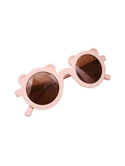 RSRZRCJ Kids Sunglasses Round Cartoon Bear Shape Anti-UV Eyewear Glasses Photography Outdoor Beach Sunglasses for Girls Boys