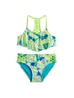 Girls 7-16 SO Flounce Bikini Top & Bottoms Swimsuit Set