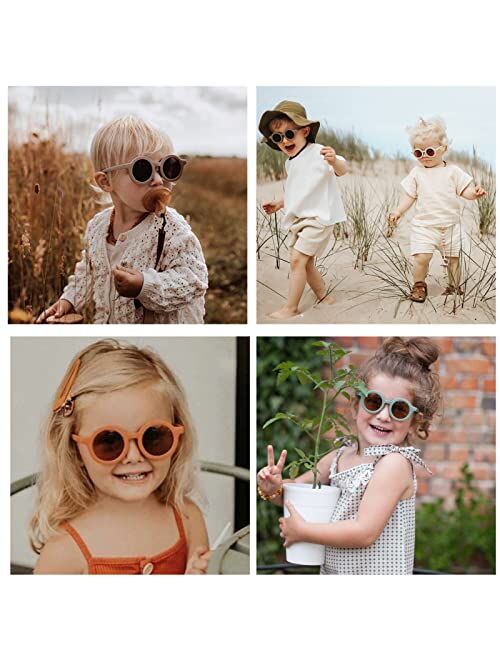 Hycredi Kids Sunglasses UV400 Protection Cute Round Glasses for Girls Boys Age 2-8