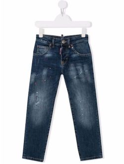 Kids distressed-finish straight-leg jeans
