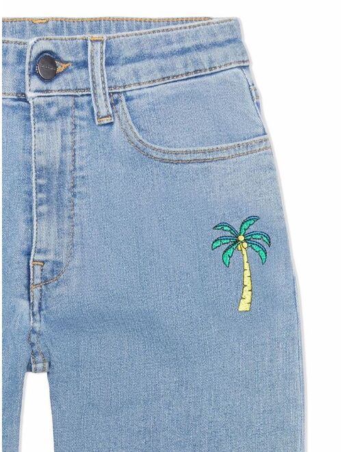 Palm Angels Kids logo-embroidered denim jeans