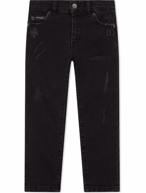 Dolce & Gabbana Kids distressed dark wash jeans