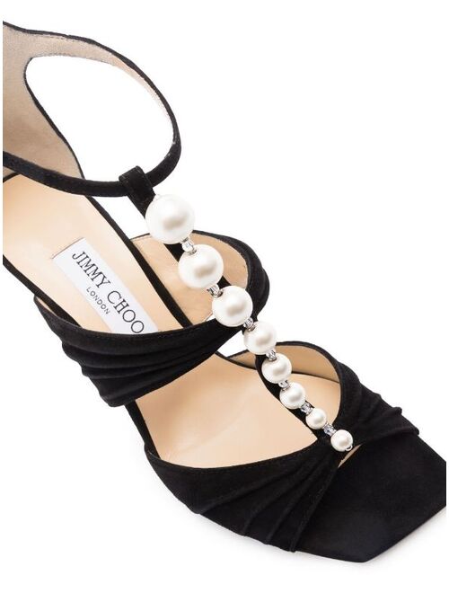 Jimmy Choo Aura pearl-embellished 95mm sandals