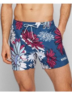 BOSS Men's Floral-Print Swim Shorts