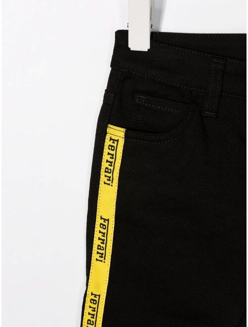 Ferrari Kids logo-tape slim-cut jeans
