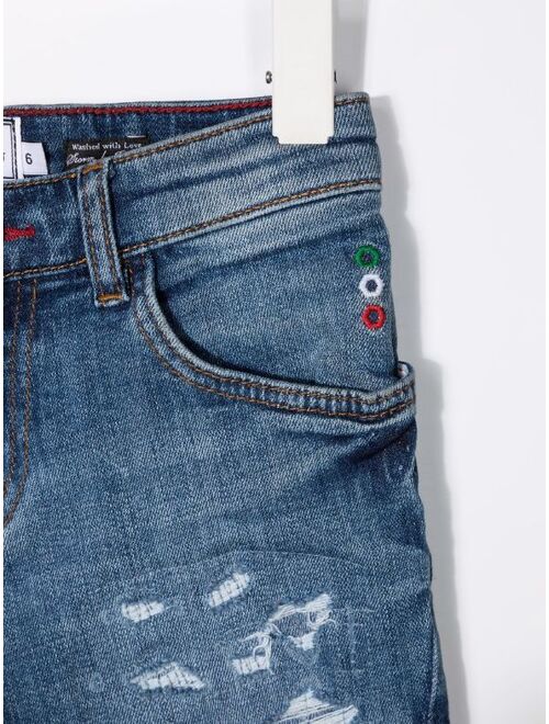 Philipp Plein Junior cartoon-patch jeans
