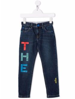 The Marc Jacobs Kids logo print denim trousers
