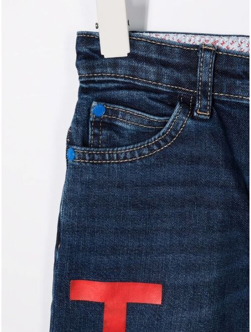 The Marc Jacobs Kids logo print denim trousers