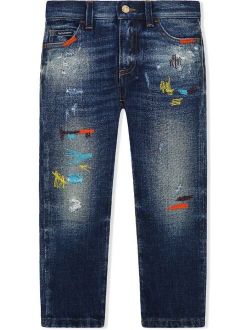 Kids contrast-stitch design denim jeans