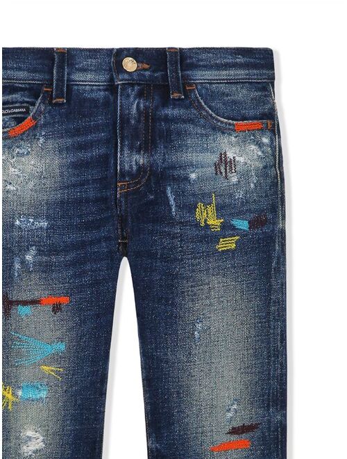 Dolce & Gabbana Kids contrast-stitch design denim jeans