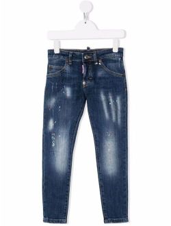 Kids stonewashed slim-cut jeans