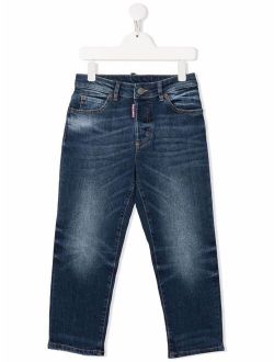 Kids stonewashed straight-leg jeans