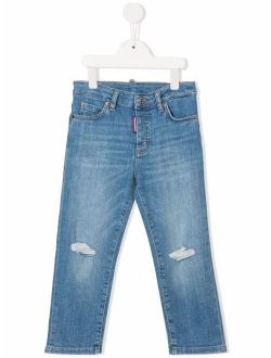 Kids straight-leg whiskered jeans