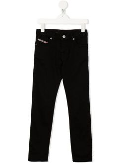 Kids logo-patch tapered-leg jeans
