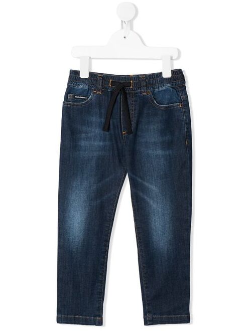 Dolce & Gabbana Kids drawstring waist straight jeans