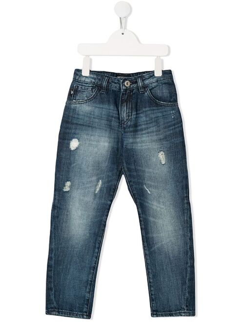 Emporio Armani Kids distressed skinny jeans