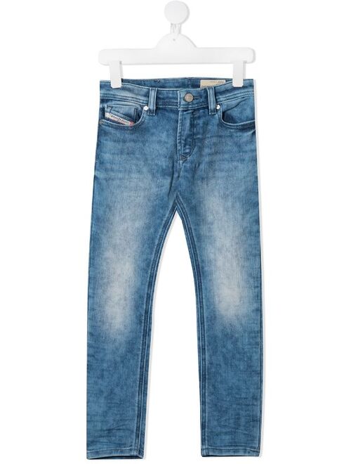 Diesel Kids straight leg faded jeans