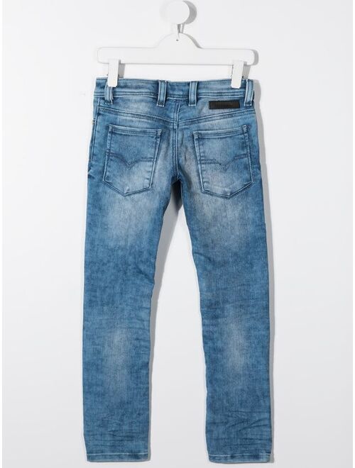 Diesel Kids straight leg faded jeans