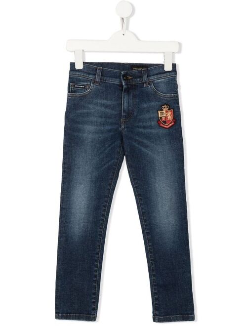 Dolce & Gabbana Kids logo patch straight jeans