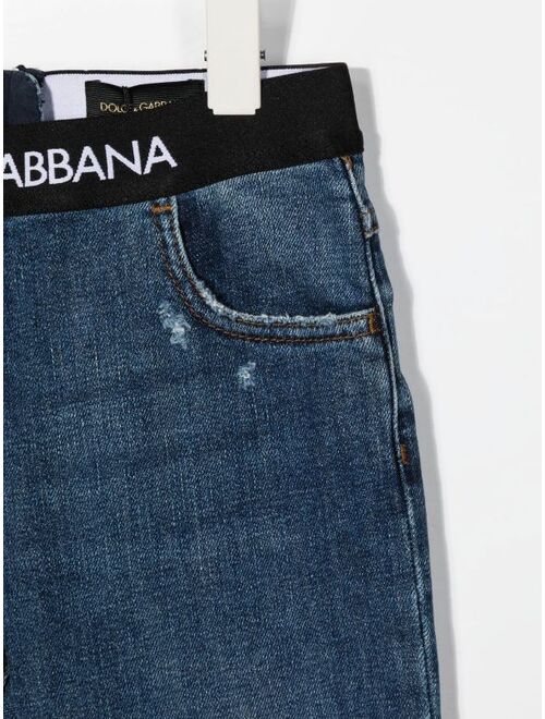 Dolce & Gabbana Kids logo-waistband detail jeans