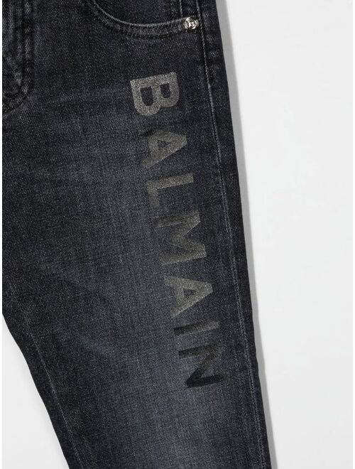 Balmain Kids logo-print straight jeans