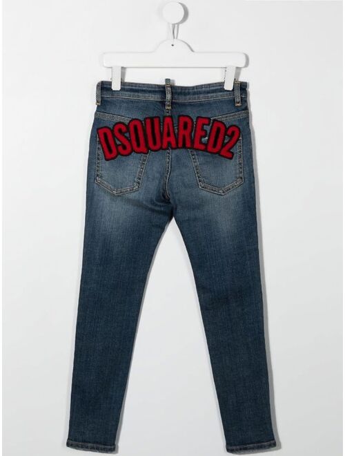 Dsquared2 Kids embroidered-logo slim-cut jeans