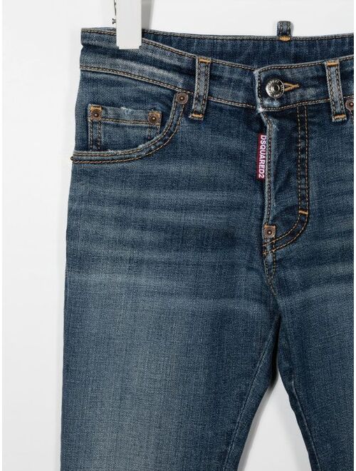 Dsquared2 Kids embroidered-logo slim-cut jeans