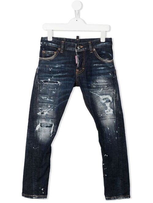 Dsquared2 Kids logo-patch distressed jeans
