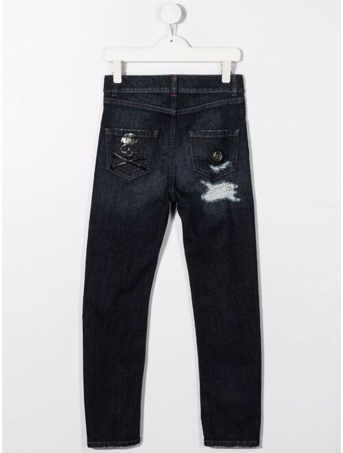 Philipp Plein Junior distressed slim-cut jeans